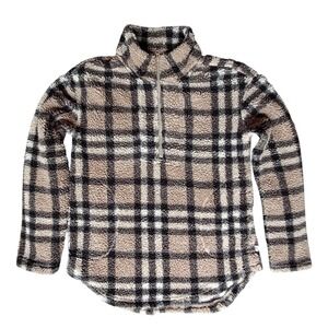 Koolaburra by UGG Womens Plaid Sherpa Fleece Quarter Zip‎ Pullover A458762 XS